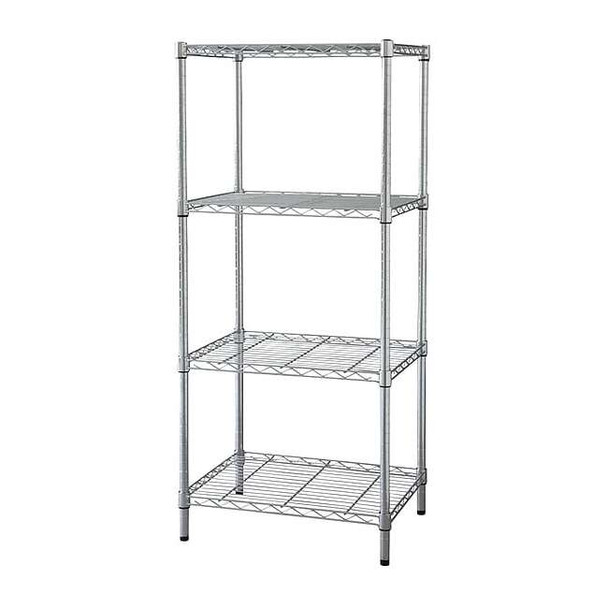 Wire Shelving Unit, 18"D x 48"W x 63"H, 4 Shelves, Chrome