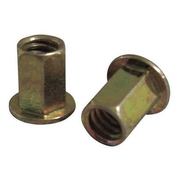 Rivet Nut, 5/16"-18 Thread Size, 0.577 in Flange Dia., 0.64 in L, Steel, 10 PK