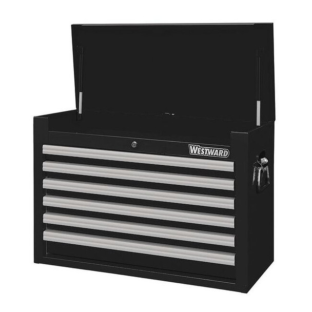 WESTWARD Top Chest, 6-Drawers, Powder Coated Black, 26" W x 16.5" D x 18.5" H