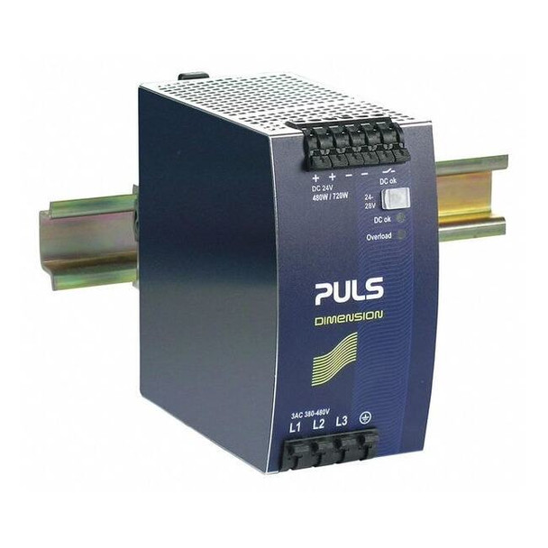 Puls DC Power Supply, 380/480V AC, 24/28V DC, 480 W, 20 A, DIN Rail QT20.241