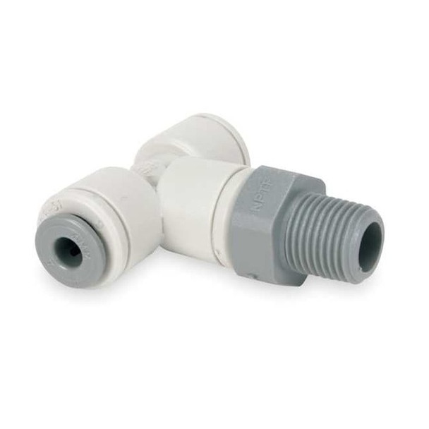 Push-Fit Tee Fitting, 3/8 in Tube Size, Acetal, Gray, 10 PK