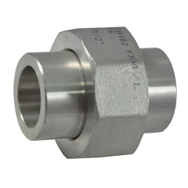 1/2 in Socket Weld Union, 304 Stainless Steel, Class 3000, ASTM A182, MSS SP-83