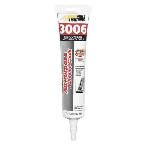 Hybrid Caulk, 6 oz, Cartridge, White, Hybrid Base, 3006