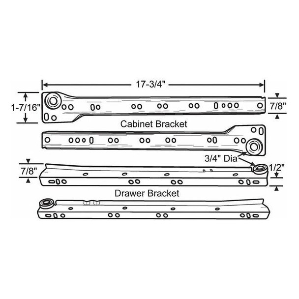Manufacturer Varies Drawer Slide, Friction, 28 in Ext L 45-581-18