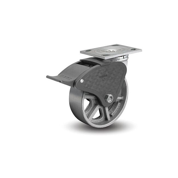 4" X 1-7/8" Cast Iron Swivel Caster, Total Lock Brake, Loads Up To 1000 lb