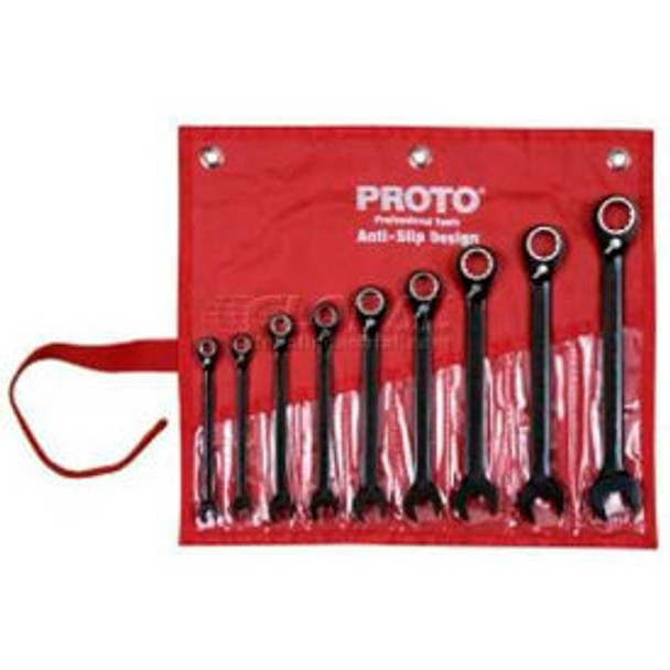 Proto JSCVT-9S 9 Piece Full Polish Combination Reversible Ratcheting Wrench Set