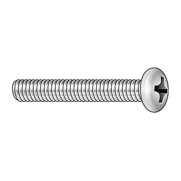 #4-40 x 3/16 in Phillips Round Machine Screw, Zinc Plated Steel, 100 PK