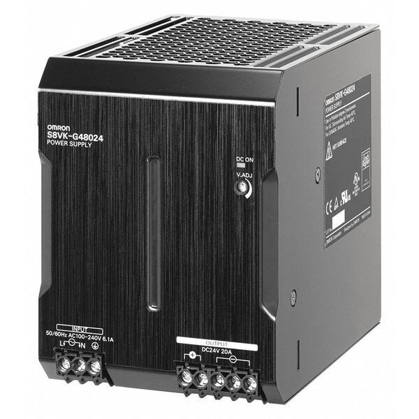 Omron DC Power Supply, 100/240V AC, 24V DC, 480 W, 20 A, DIN Rail S8VK-G48024