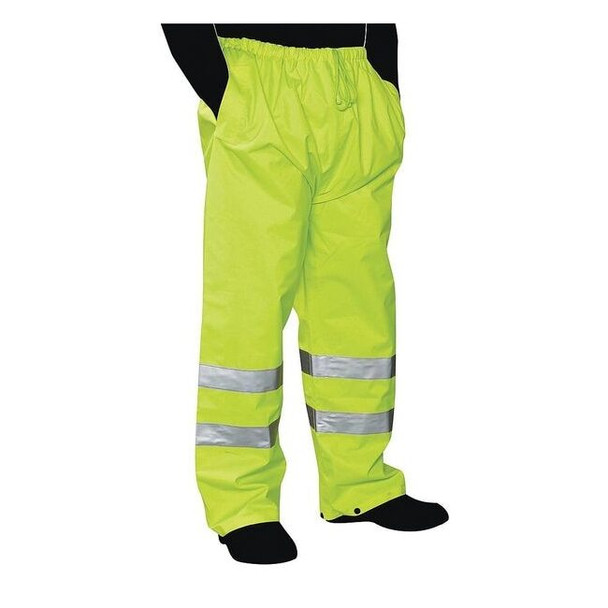 Rain Pants, Polyester, 26 in Inseam, Drawstring Closure, Green, Size S