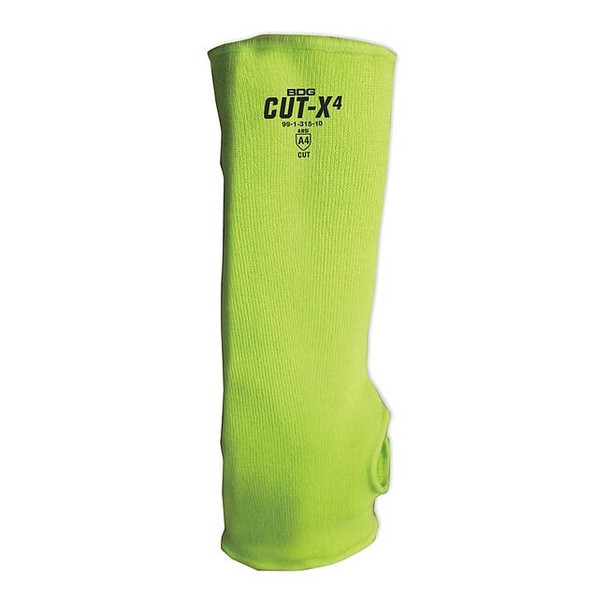 Bdg HiViz Green Cut Resistant Sleeve Thumb Hole, Size 16" 99-1-315-16