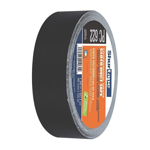 Shurtape Duct Tape, Black, 60-1/8 yd L, 1-7/8 in W 145083