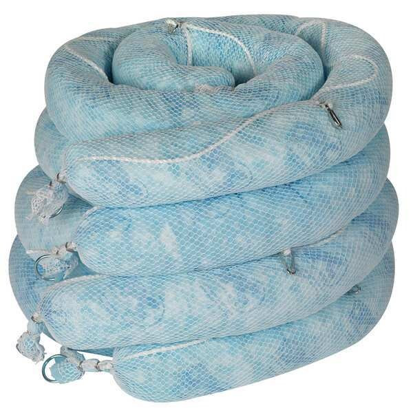 Brady Sorbent Boom, 32 gal, 5 in x 10 ft, Oil, Blue, 4 PK ENV510