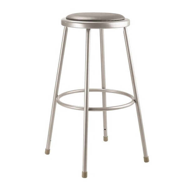 National Public Seating Round Stool, Height Range 30", Vinyl Gray 6430