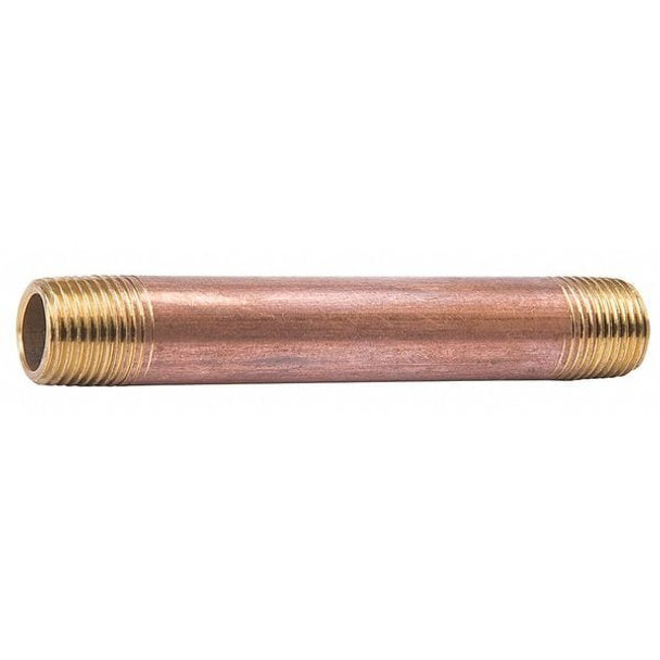 Manufacturer Varies Nipple, 1/4 x 1 1/2 In L, Red Brass 461-015BSNP