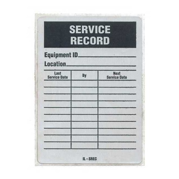 Service Record Label, Service, Aluminum, 4 1/4 in H x 3 in W, Rectangle, 25 PK
