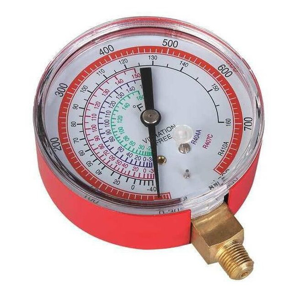 Dayton Gauge,2-3/4 In Dia,High Side,Red,800 psi 4PDK5