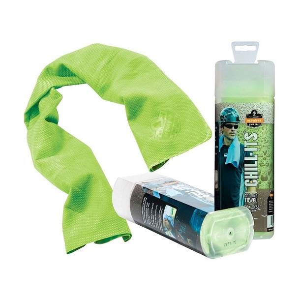 Ergodyne® Chill-Its® 6602 Evaporative Cooling Towel, Hi-Vis Lime, 1/Each