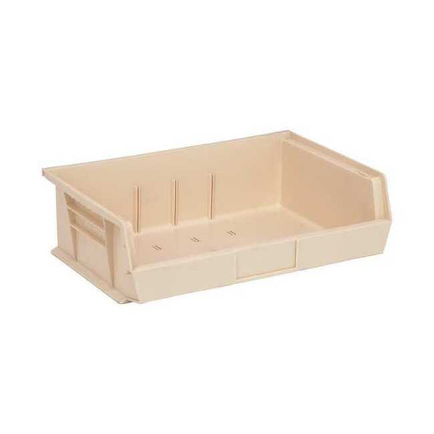 Hang & Stack Storage Bin, Polypropylene, Ivory, 5 in H, 16 1/2 in W, 10 7/8 in L