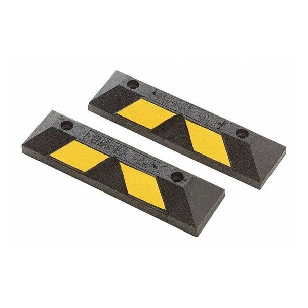 Car Stop, Rubber, 4 in Height, 22 in Length, Black/Yellow
