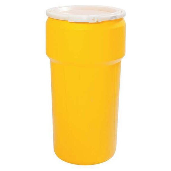Eagle Mfg Open Head Transport Drum, Polyethylene, 20 gal, Unlined, Yellow 1623