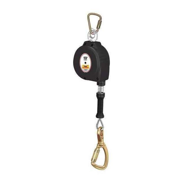 MightyLite Self-Retracting Lifeline, 9 ft. Length, Carabiner, Steel, 1 Leg(s)