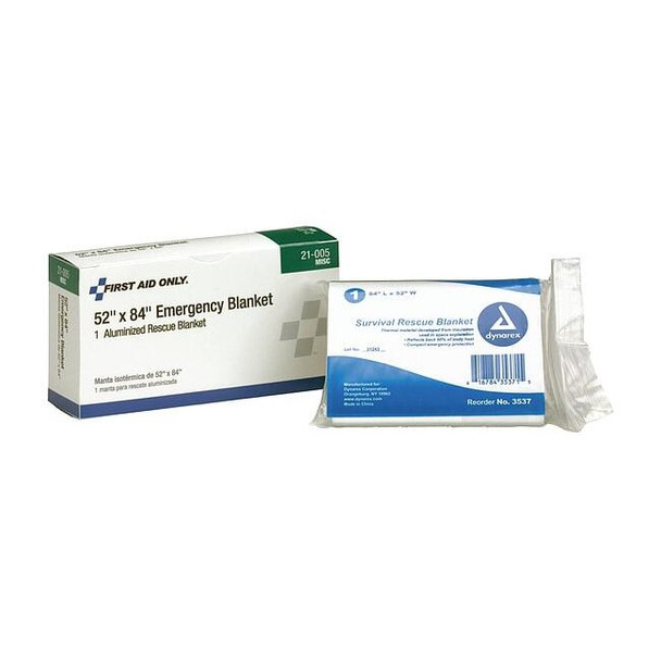 First Aid Only Emergency Blanket,Silver,52In x 84In 21-005