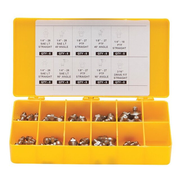 Westward Grease Fitting Kit,No. Pieces 50,PK50 52PA22