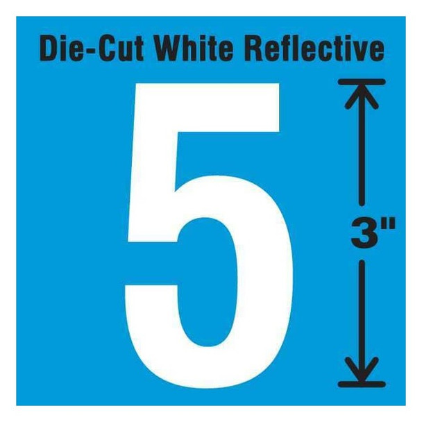 Stranco NumberLabel,Vinyl,3inH,1-3/4inW,PK5 DWR-3-5-5