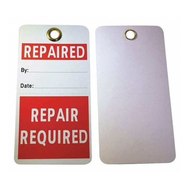 Tag, Repair, Cardstock, 5 3/4 in H x 3 in W, White, Rectangle, 25 PK