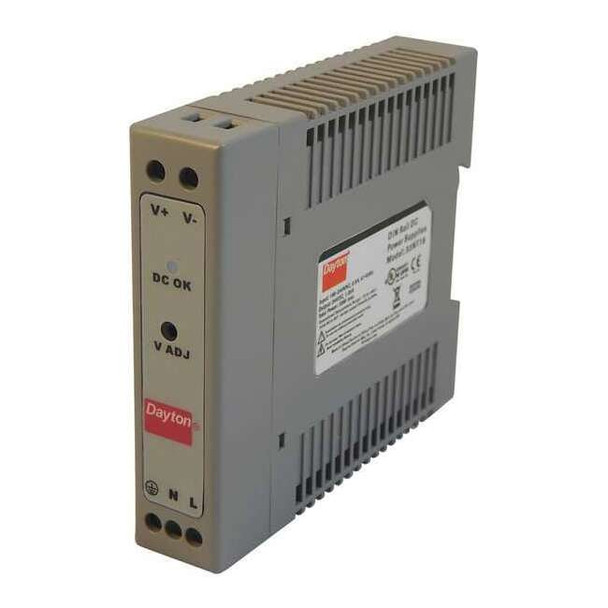 Dayton DC Power Supply, 90/264V AC, 24V DC, 30 W, 1.25 A, DIN Rail 33NT19