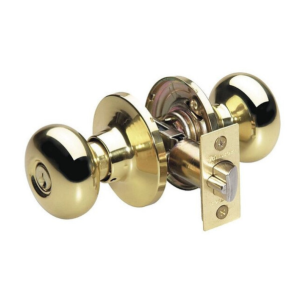 Master Lock Knob Lockset,Biscuit Style,Polished Brss BC0103KA