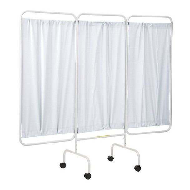 Three Panel Mobile Privacy Screen with White Vinyl Panels