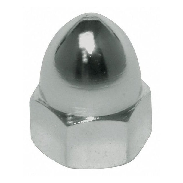 High Crown Cap Nut, #10-32, Steel, Zinc Plated, 33/64 in H, 10 PK
