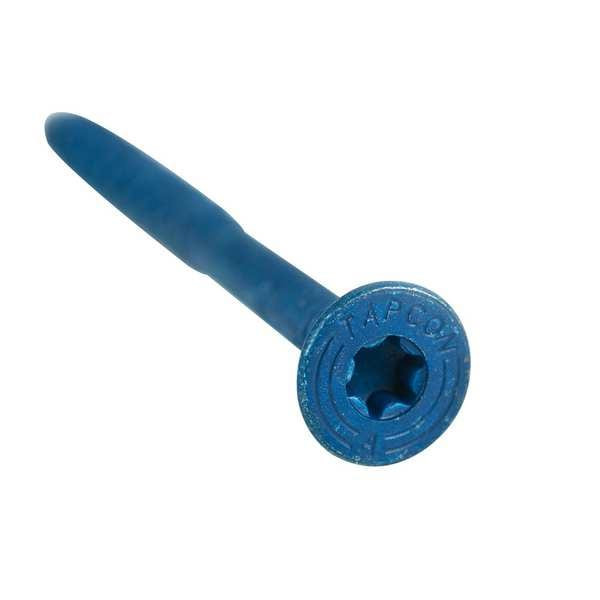 Tapcon Masonry Screw, 3/16" Dia., Flat, 1-3/4" L, Steel Blue Climaseal, 100 PK