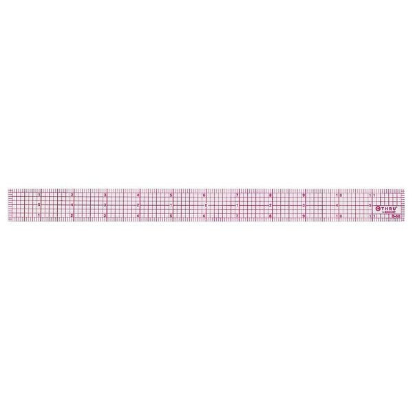 Westcott Ruler, Plastic, Lined, 16ths, 12in, Transprnt B-60