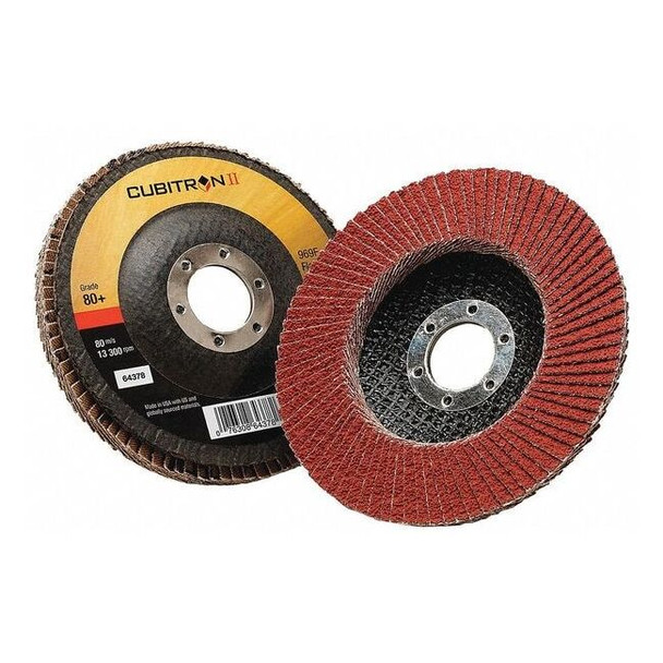 3m Cubitron Flap Disc,Type 27,4-1/2" dia.,80 Grit 7100104941