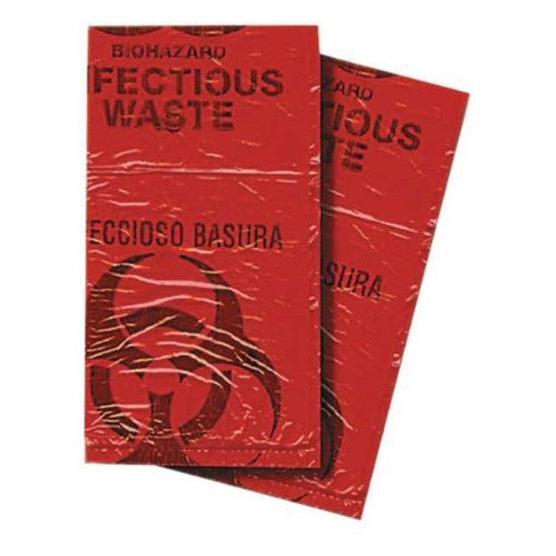 7 gal - 10 gal Trash Bags, 24 in x 24 in, Super Heavy-Duty, 12 micron, Red