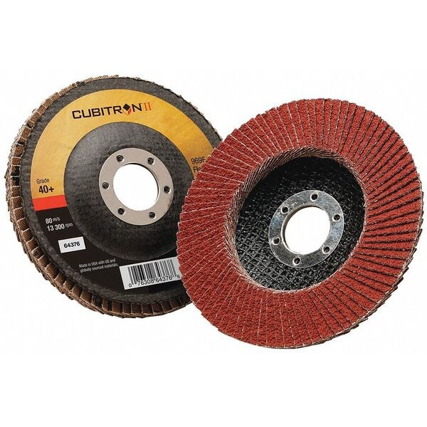 3m Cubitron Flap Disc,Type 27,4-1/2" dia.,40 Grit 7100104939