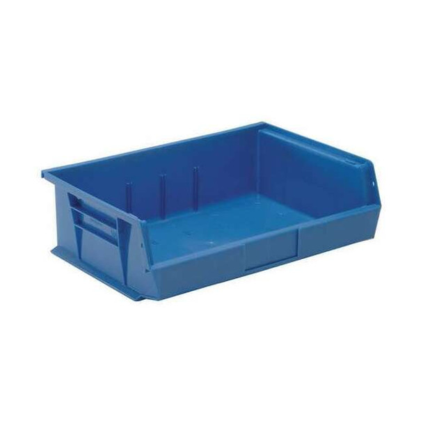 Hang & Stack Storage Bin, Polypropylene, Blue, 5 in H, 16 1/2 in W, 10 7/8 in L