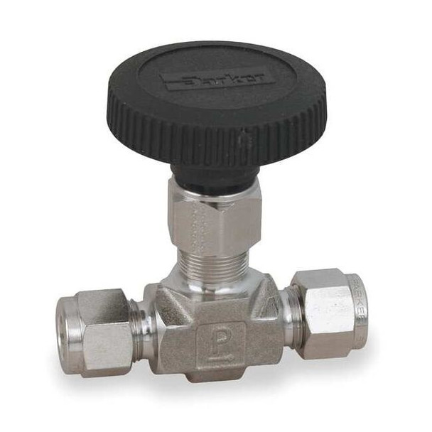 Parker Needle Valve,Straight,316 SS,3/8 In. 6A-V6LK-SS