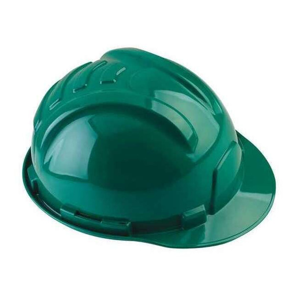 Hard Hat, Gladiator II, Polyethylene, 6 Point Ratchet, Type 1, Class E, Green