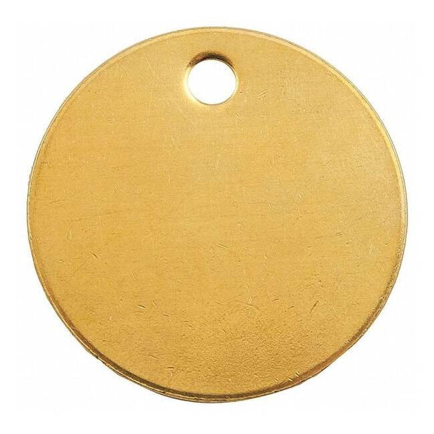 Blank Tag, Brass, 1 in H x 1 in W, 1 in Dia., Brass, Round, 100 PK