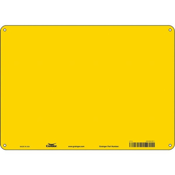 Condor Blank Sign, 14" W, 10" H, No Text, Aluminum, Yellow 486U51
