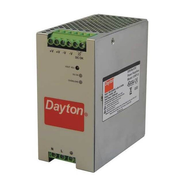Dayton DC Power Supply, 90/264V AC, 24V DC, 240 W, 10 A, DIN Rail 33NT13