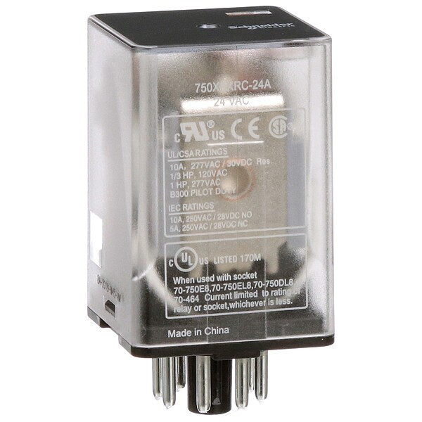 Plug-In, General Purpose Relay, Octal, 10 A, 8 Pins, Pin