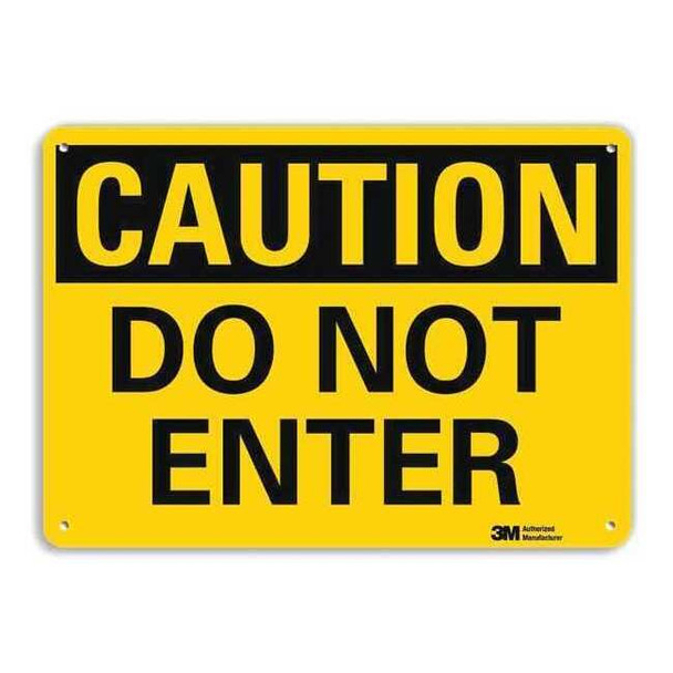 Caution, Do Not Enter, 14 in W x 10 in H, Horizontal Rectangle, Aluminum