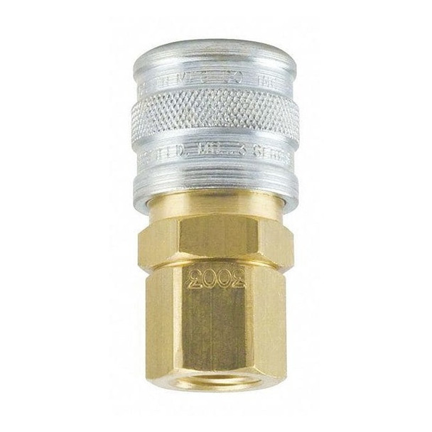 Manual Industrial Socket, 1-Way, 1/4 in x 1/4 in FPT, 3 Series, Brass/Steel