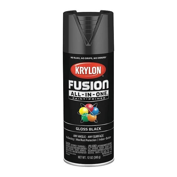 Krylon Spray Paint, Black, Gloss, Water, 12 oz K02702007