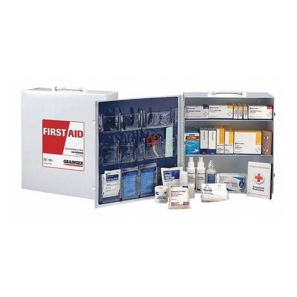 First Aid Kit and Housing, Metal Cabinet, 404 Components, 100 People Served
