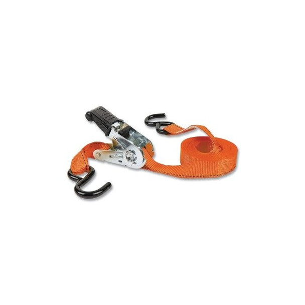 Ratchet Tie-Down Strap, High Tension, Vinyl-Coated S-Hooks, 1 in W x 15 ft L, 500 lb Load Capacity